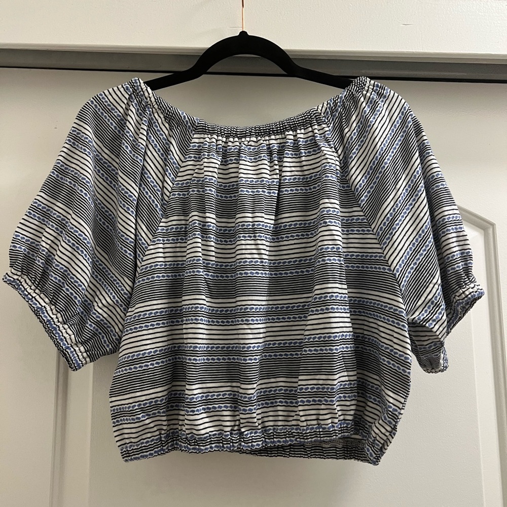 NWT Madewell Jacquard Keyhole Crop Top in Tranquil Ocean - Picture 7 of 9
